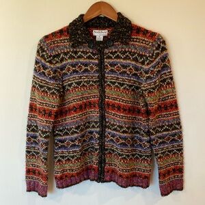 Vintage NorthStyle Multi Color Zip Front Cardigan Size Medium